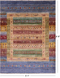 Tribal Persian Gabbeh Hand Knotted Wool Rug - 5' 1" X 6' 9" - Golden Nile