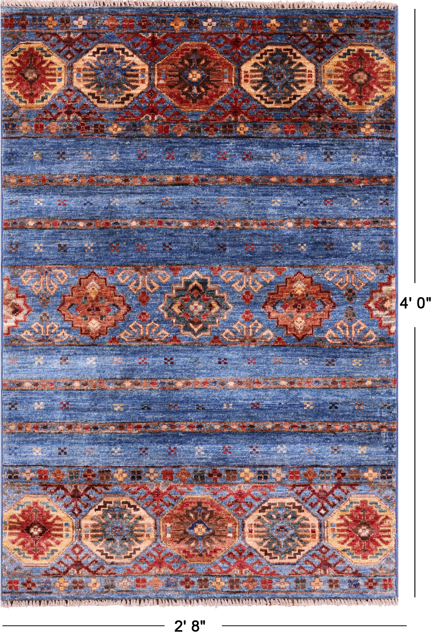 Blue Khorjin Persian Gabbeh Hand Knotted Wool Rug - 2' 8" X 4' 0" - Golden Nile