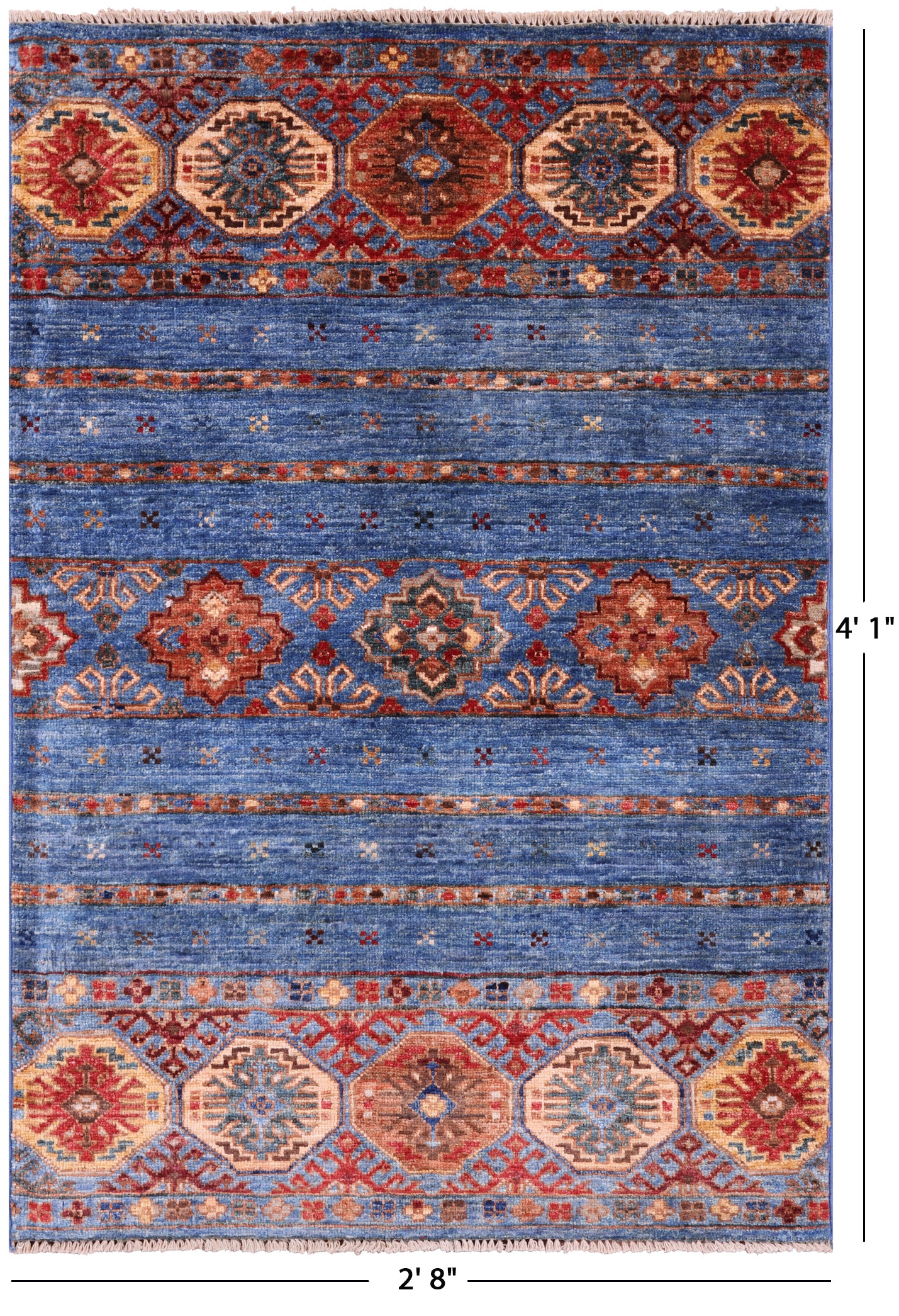 Blue Khorjin Persian Gabbeh Handmade Wool Rug - 2' 8" X 4' 1" - Golden Nile