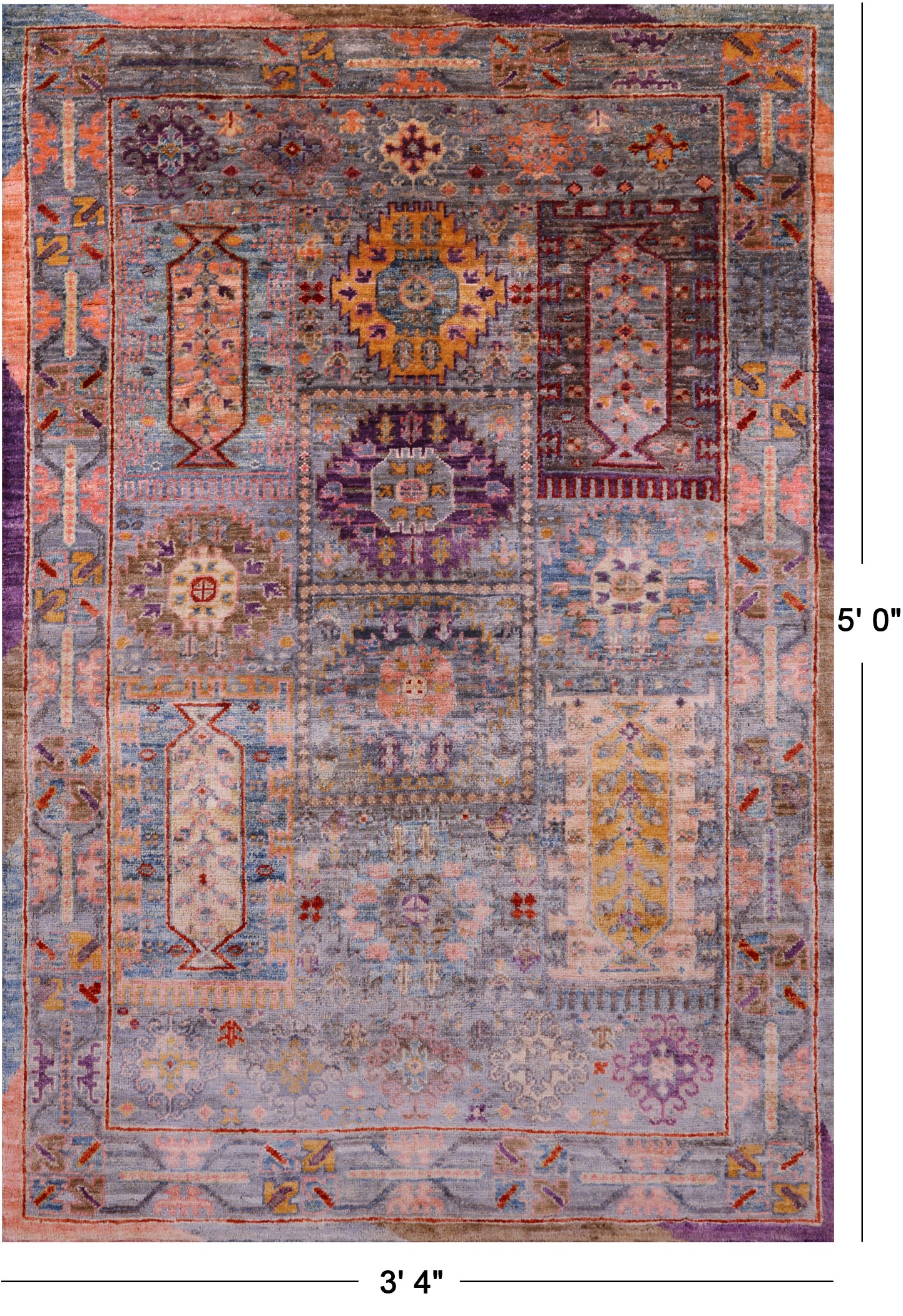 Persian Fine Serapi Hand Knotted Wool Rug - 3' 4" X 5' 0" - Golden Nile