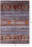 Grey Khorjin Persian Gabbeh Hand Knotted Wool Rug - 3' 4" X 5' 2" - Golden Nile