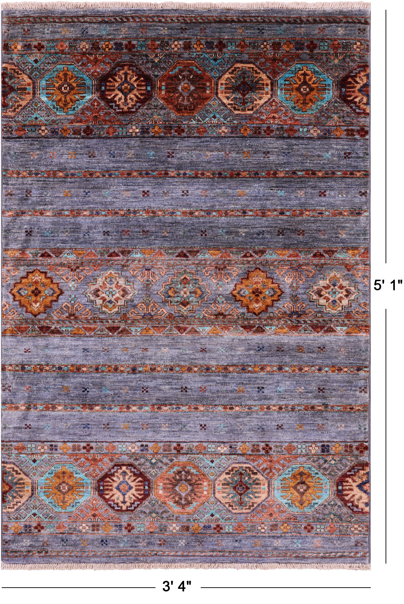 Khorjin Persian Gabbeh Hand Knotted Wool Rug - 3' 4" X 5' 1" - Golden Nile