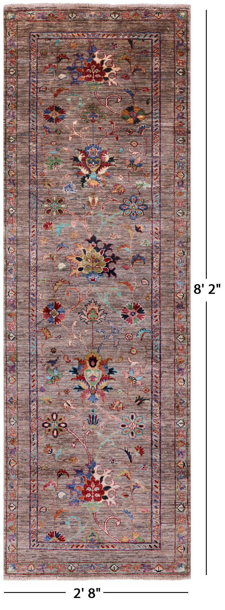 Peshawar Hand Knotted Wool Runner Rug - 2' 8" X 8' 2" - Golden Nile