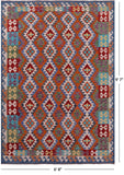 Reversible Kilim Flat Weave Wool On Wool Rug - 6' 8" X 9' 7" - Golden Nile