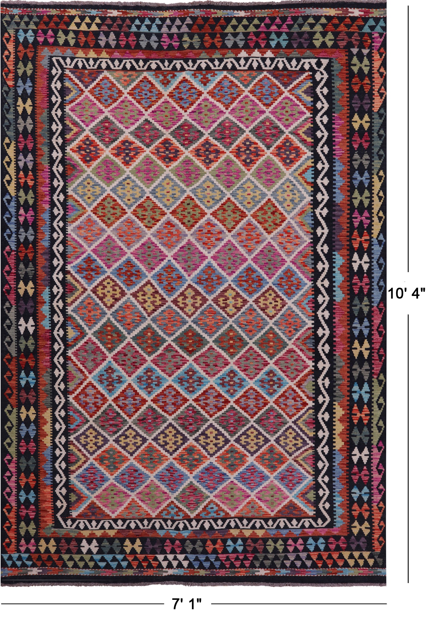 Reversible Kilim Flat Weave Wool On Wool Rug - 7' 1" X 10' 4" - Golden Nile