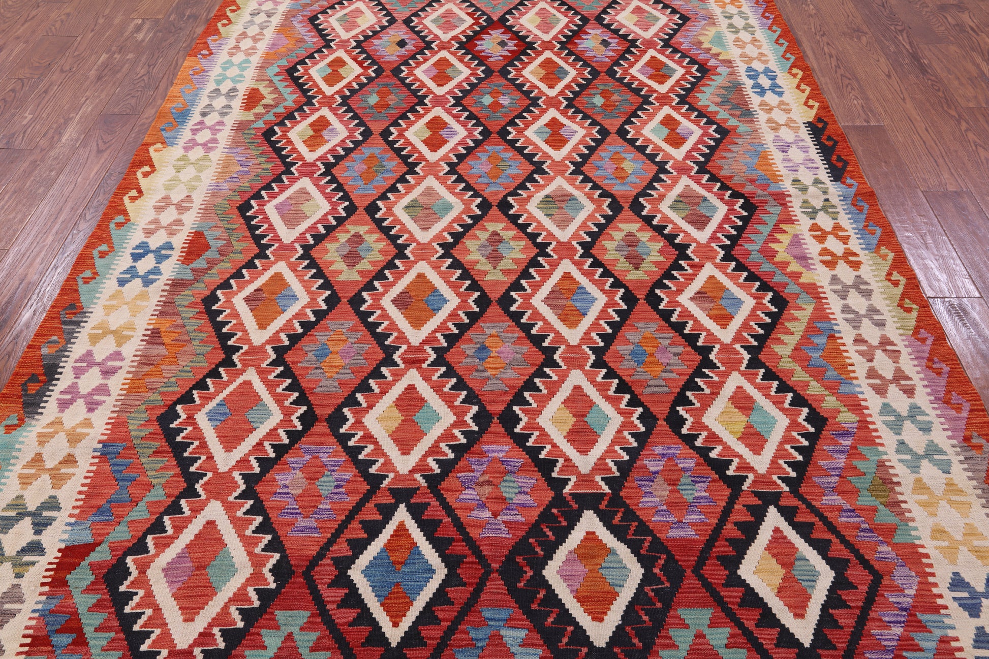 Reversible Kilim Flat Weave Wool On Wool Rug - 6' 10" X 9' 10" - Golden Nile