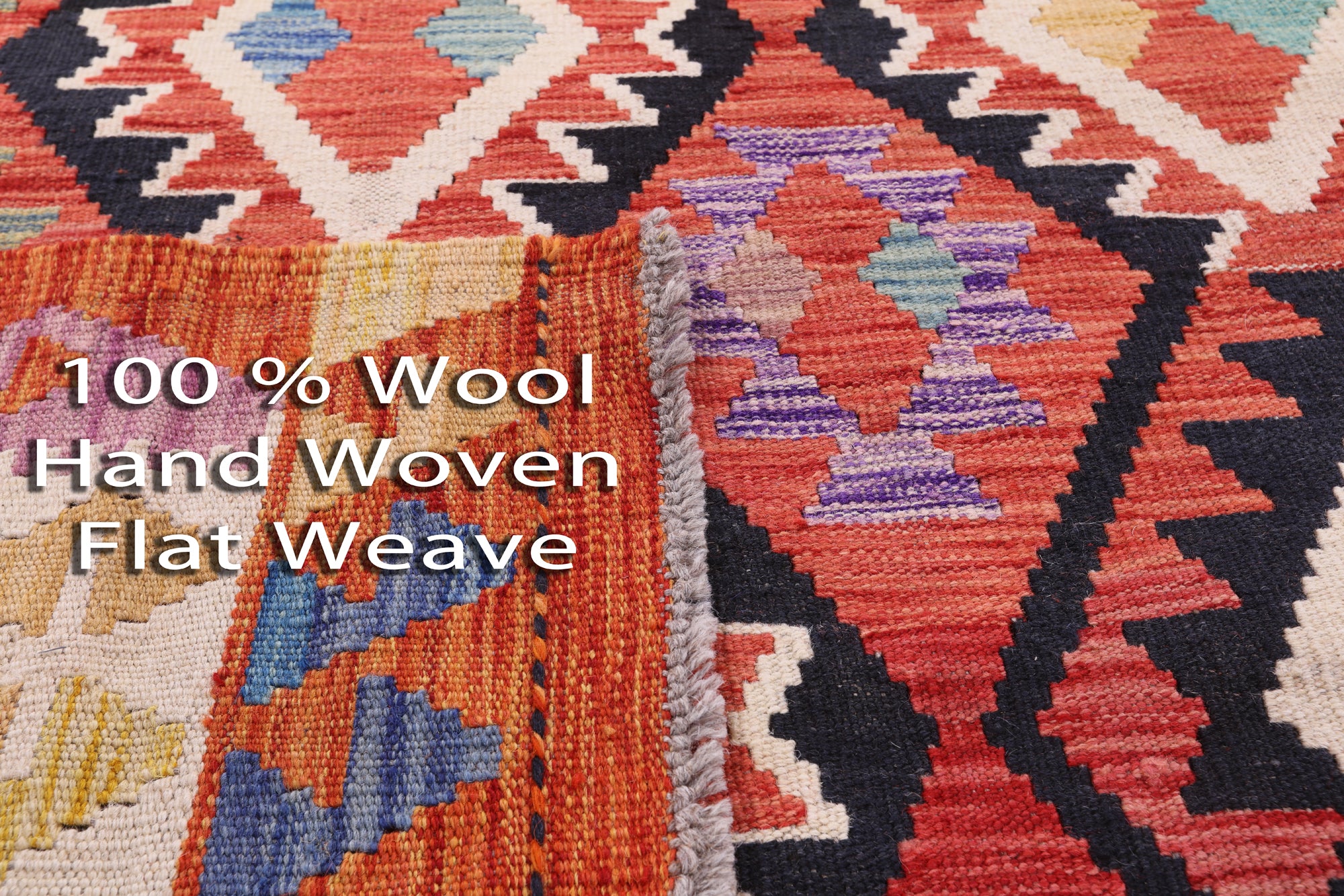 Reversible Kilim Flat Weave Wool On Wool Rug - 6' 10" X 9' 10" - Golden Nile