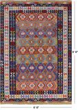 Reversible Kilim Flat Weave Wool On Wool Rug - 6' 8" X 9' 9" - Golden Nile