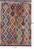 Reversible Kilim Flat Weave Wool On Wool Rug - 6' 7" X 9' 5" - Golden Nile