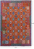 Reversible Kilim Flat Weave Wool On Wool Rug - 6' 7" X 9' 4" - Golden Nile