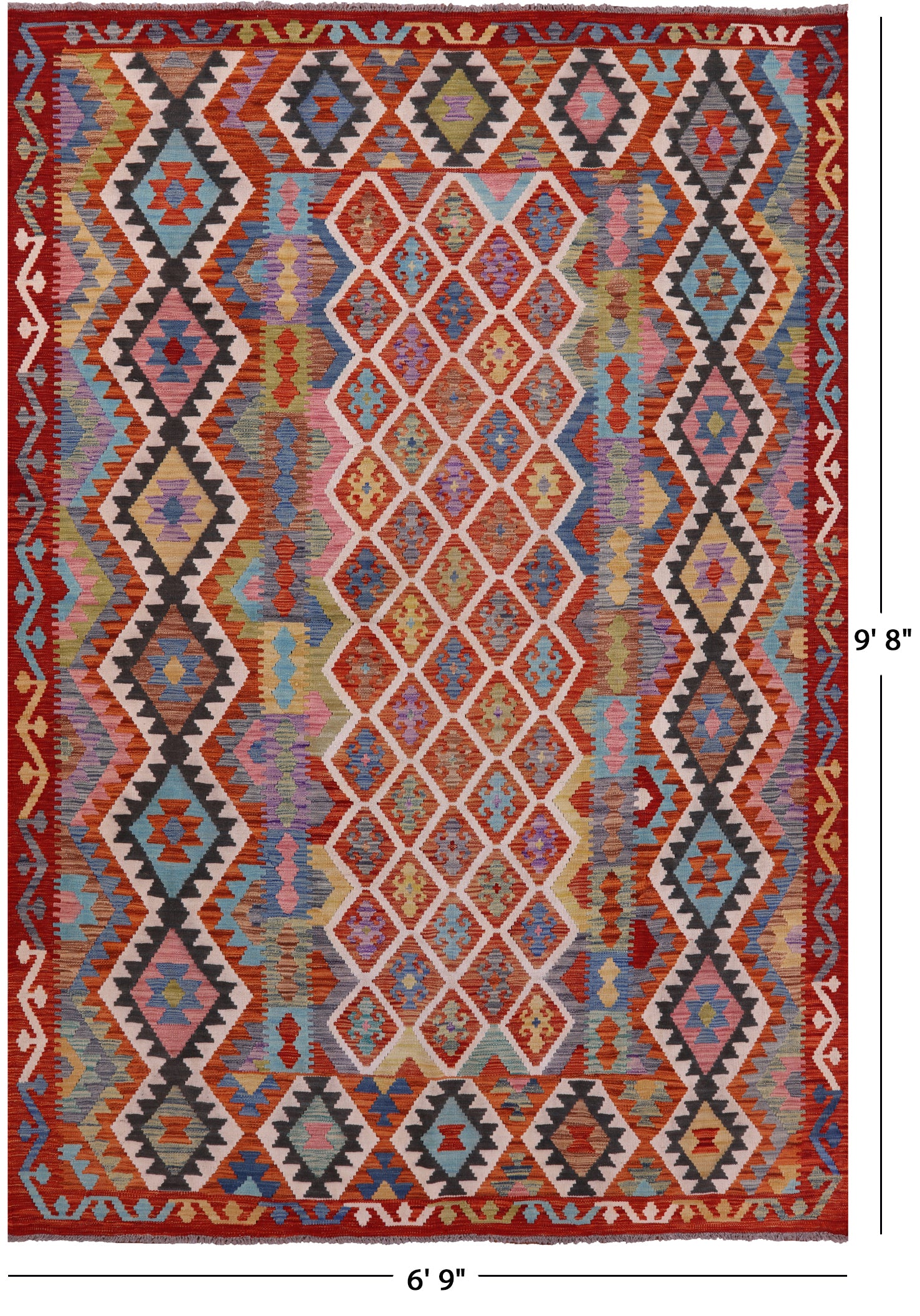 Reversible Kilim Flat Weave Wool On Wool Rug - 6' 9" X 9' 8" - Golden Nile