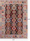 Reversible Kilim Flat Weave Wool On Wool Rug - 6' 8" X 9' 8" - Golden Nile
