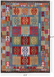 Reversible Kilim Flat Weave Wool On Wool Rug - 6' 6" X 9' 7" - Golden Nile