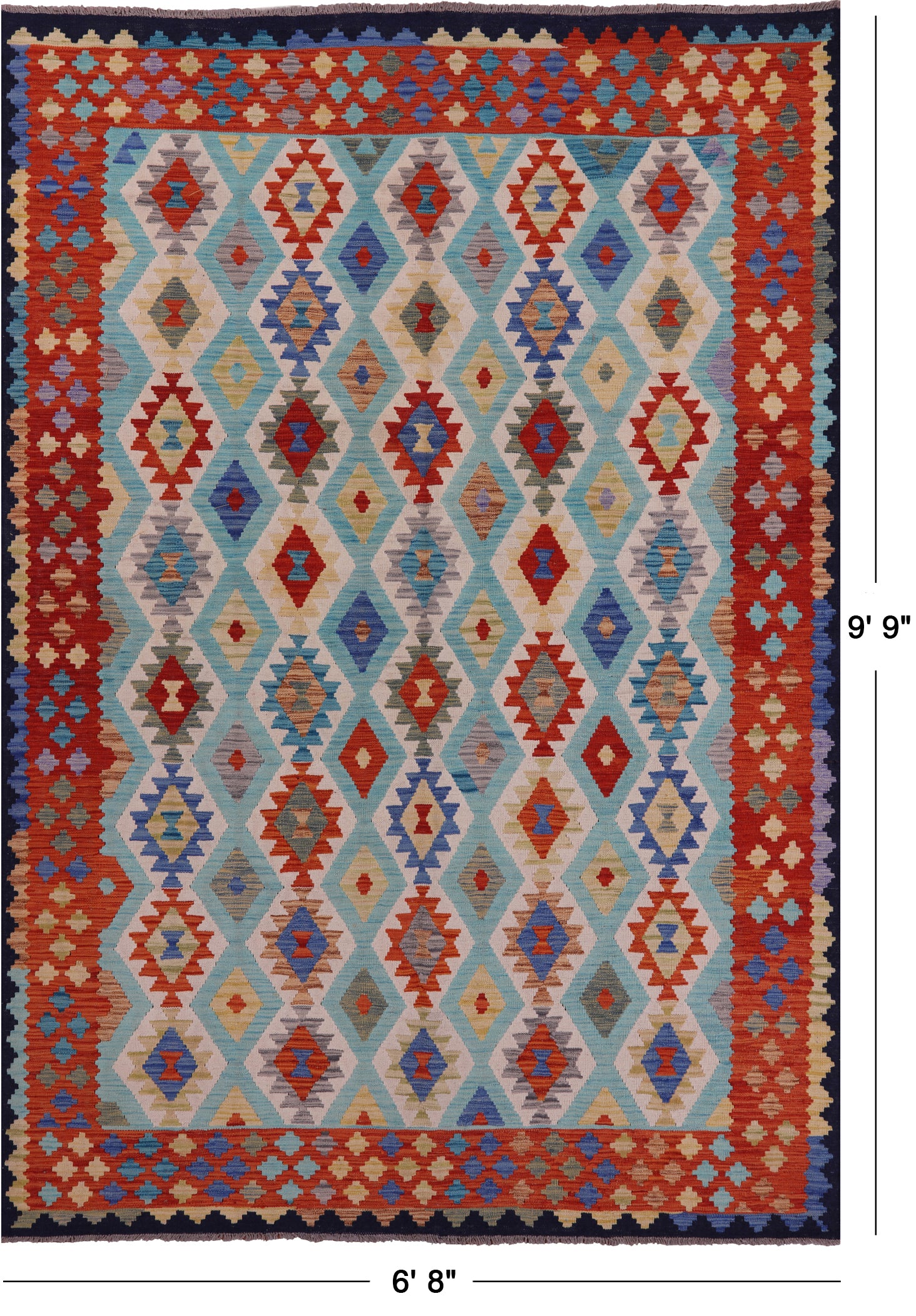 Reversible Kilim Flat Weave Wool On Wool Rug - 6' 8" X 9' 9" - Golden Nile