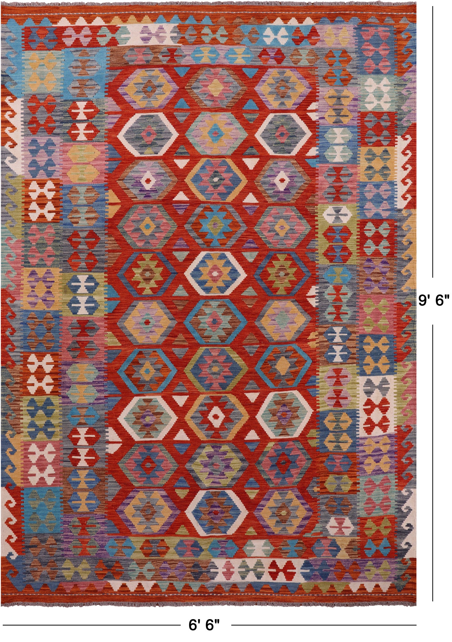 Reversible Kilim Flat Weave Wool On Wool Rug - 6' 6" X 9' 6" - Golden Nile