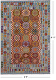 Reversible Kilim Flat Weave Wool On Wool Rug - 6' 9" X 9' 11" - Golden Nile