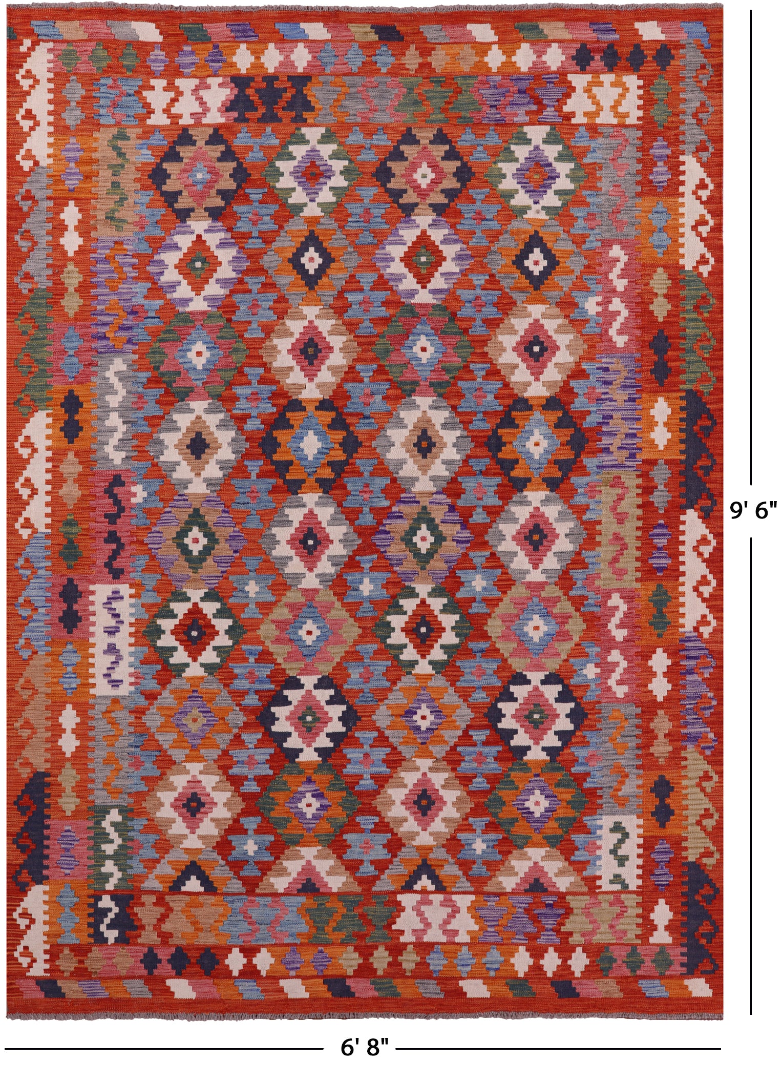 Reversible Kilim Flat Weave Wool On Wool Rug - 6' 8" X 9' 6" - Golden Nile