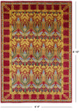 Pink William Morris Hand Knotted Wool Area Rug - 6' 4" X 8' 10" - Golden Nile