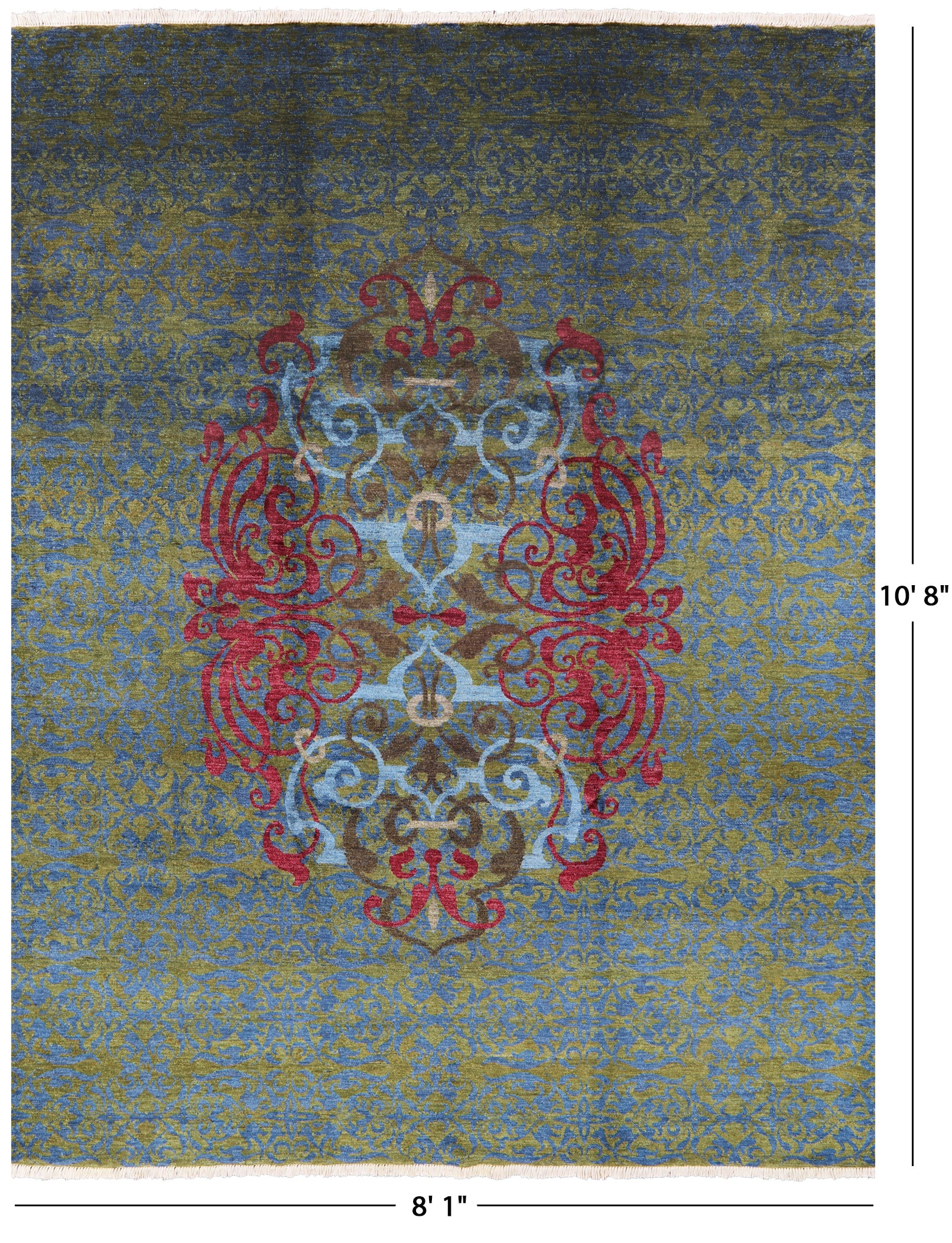 William Morris Handmade Wool Area Rug - 8' 1" X 10' 8" - Golden Nile