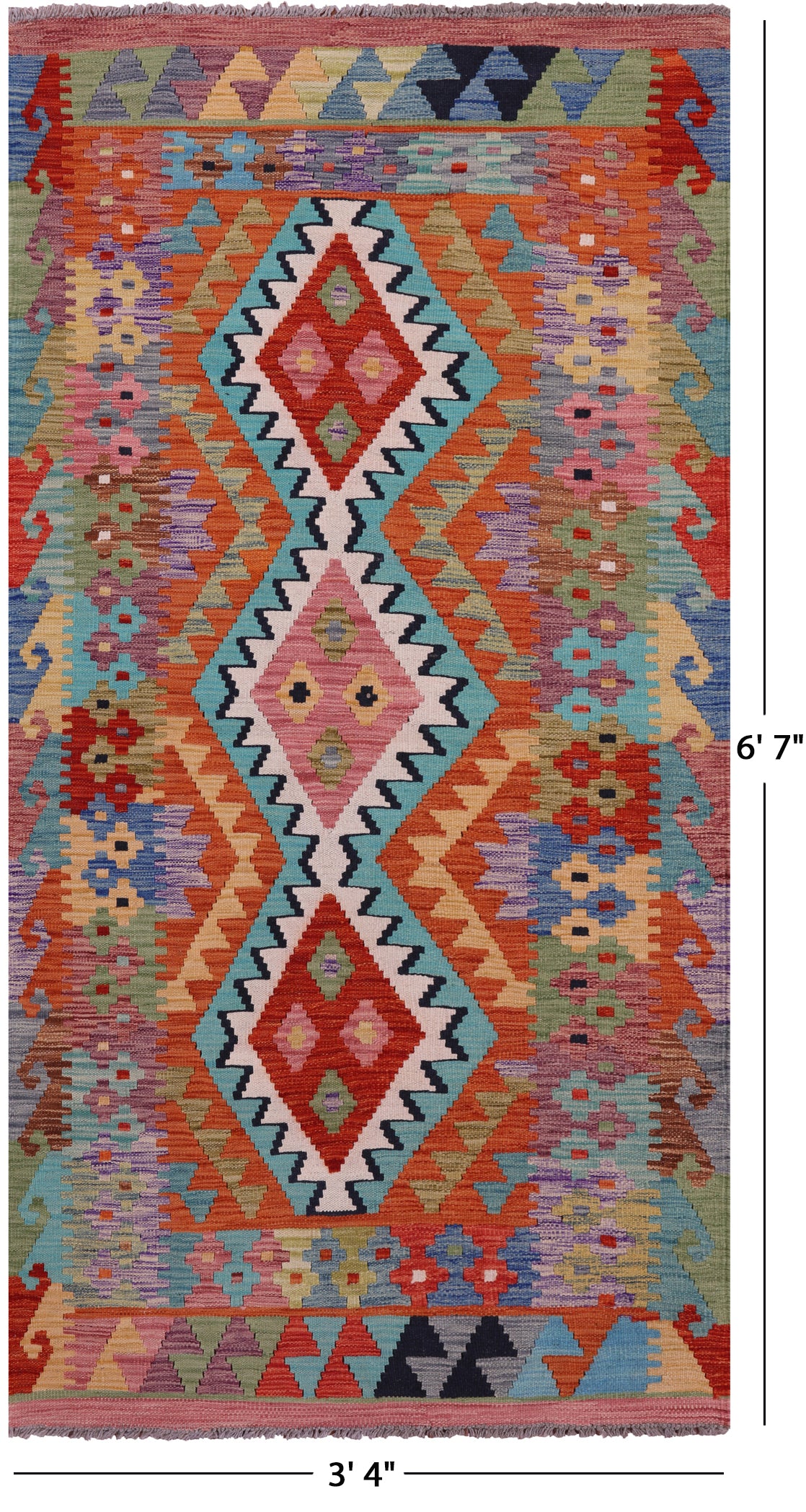 Reversible Kilim Flat Weave Wool On Wool Rug - 3' 4" X 6' 7" - Golden Nile