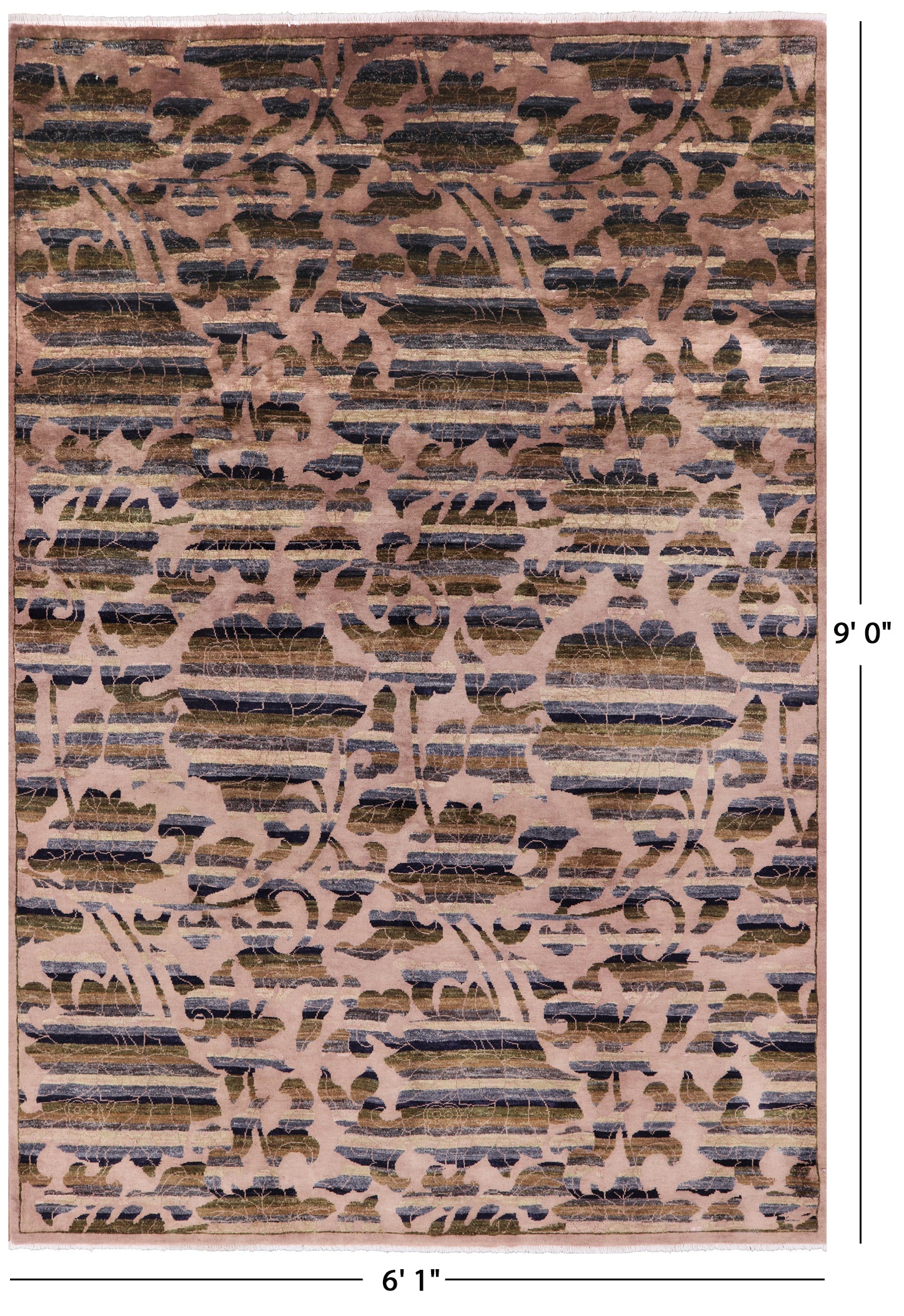 William Morris Rose Garden Hand Knotted Wool Area Rug - 6' 1" X 9' 0" - Golden Nile