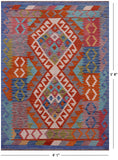 Reversible Kilim Flat Weave Wool On Wool Rug - 4' 1" X 5' 8" - Golden Nile