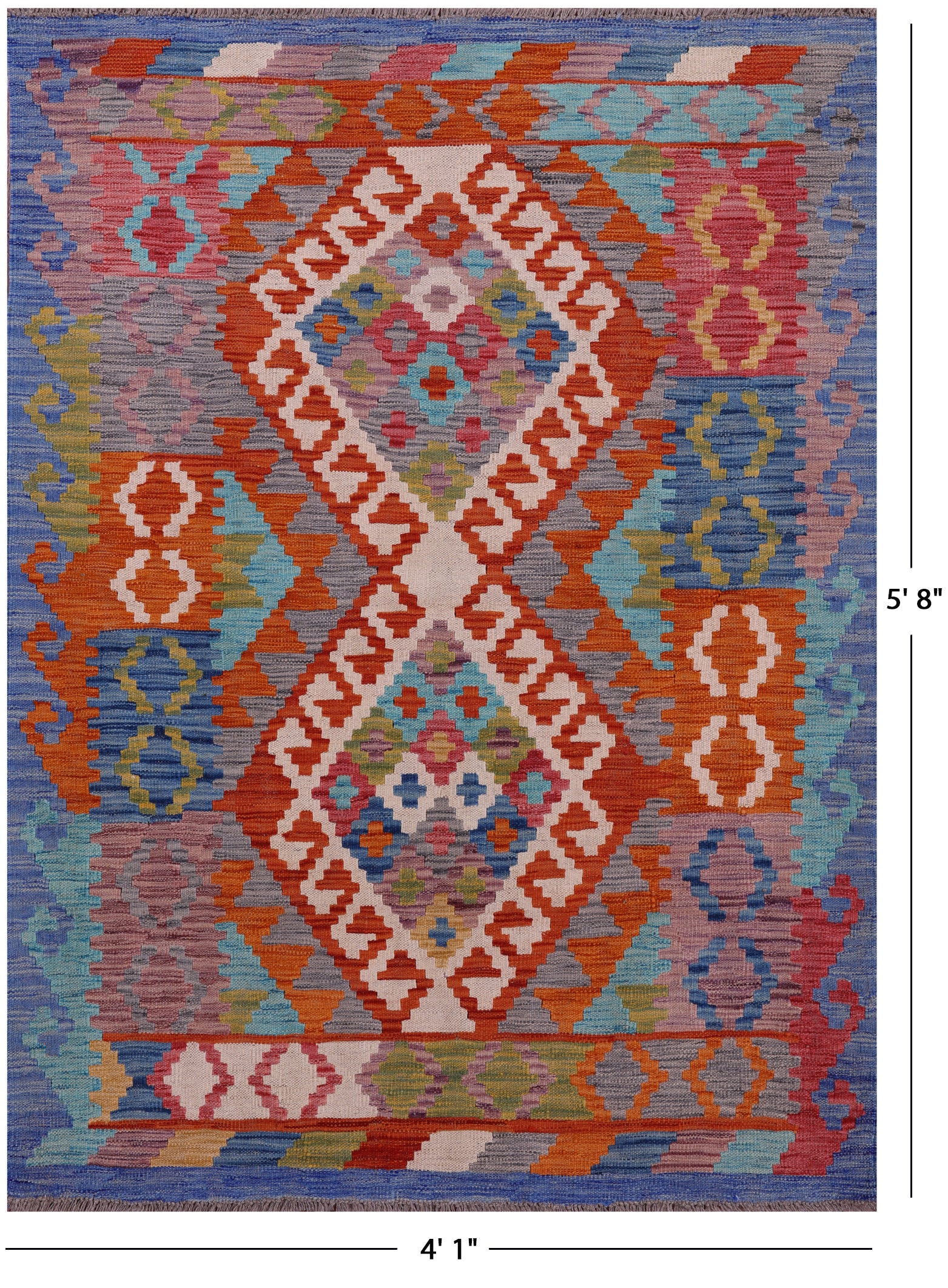 Reversible Kilim Flat Weave Wool On Wool Rug - 4' 1" X 5' 8" - Golden Nile