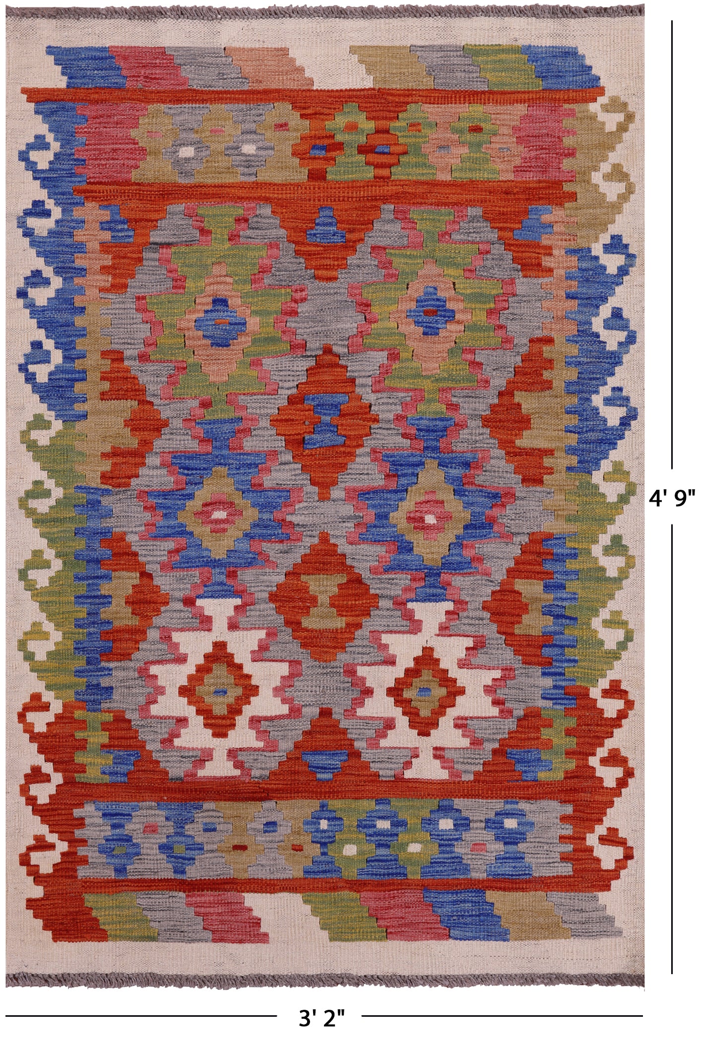 Reversible Kilim Flat Weave Wool On Wool Rug - 3' 2" X 4' 9" - Golden Nile