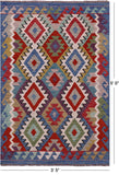 Reversible Kilim Flat Weave Wool On Wool Rug - 3' 5" X 5' 0" - Golden Nile