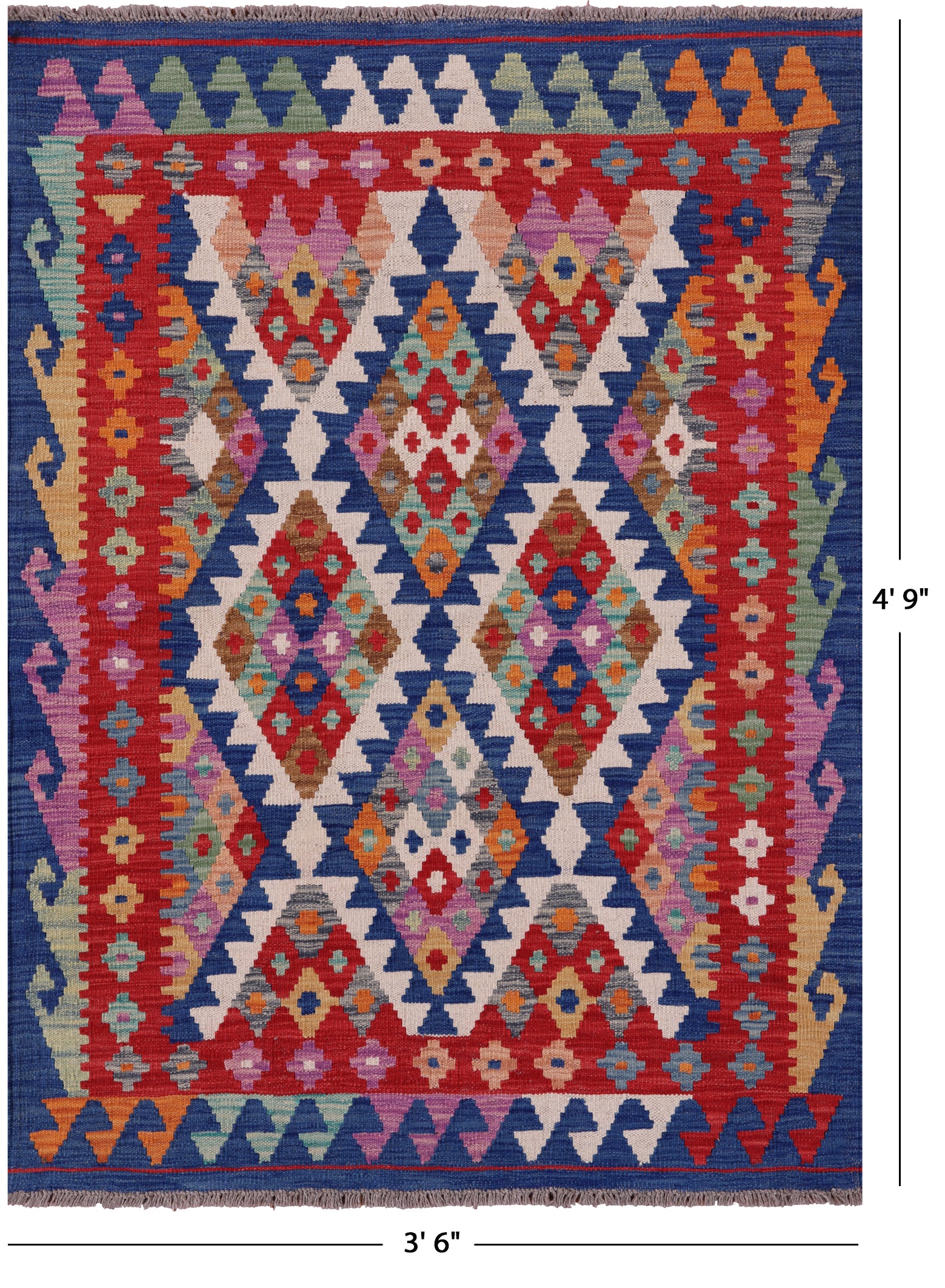 Reversible Kilim Flat Weave Wool On Wool Rug - 3' 6" X 4' 9" - Golden Nile