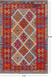 Reversible Kilim Flat Weave Wool On Wool Rug - 3' 4" X 4' 9" - Golden Nile