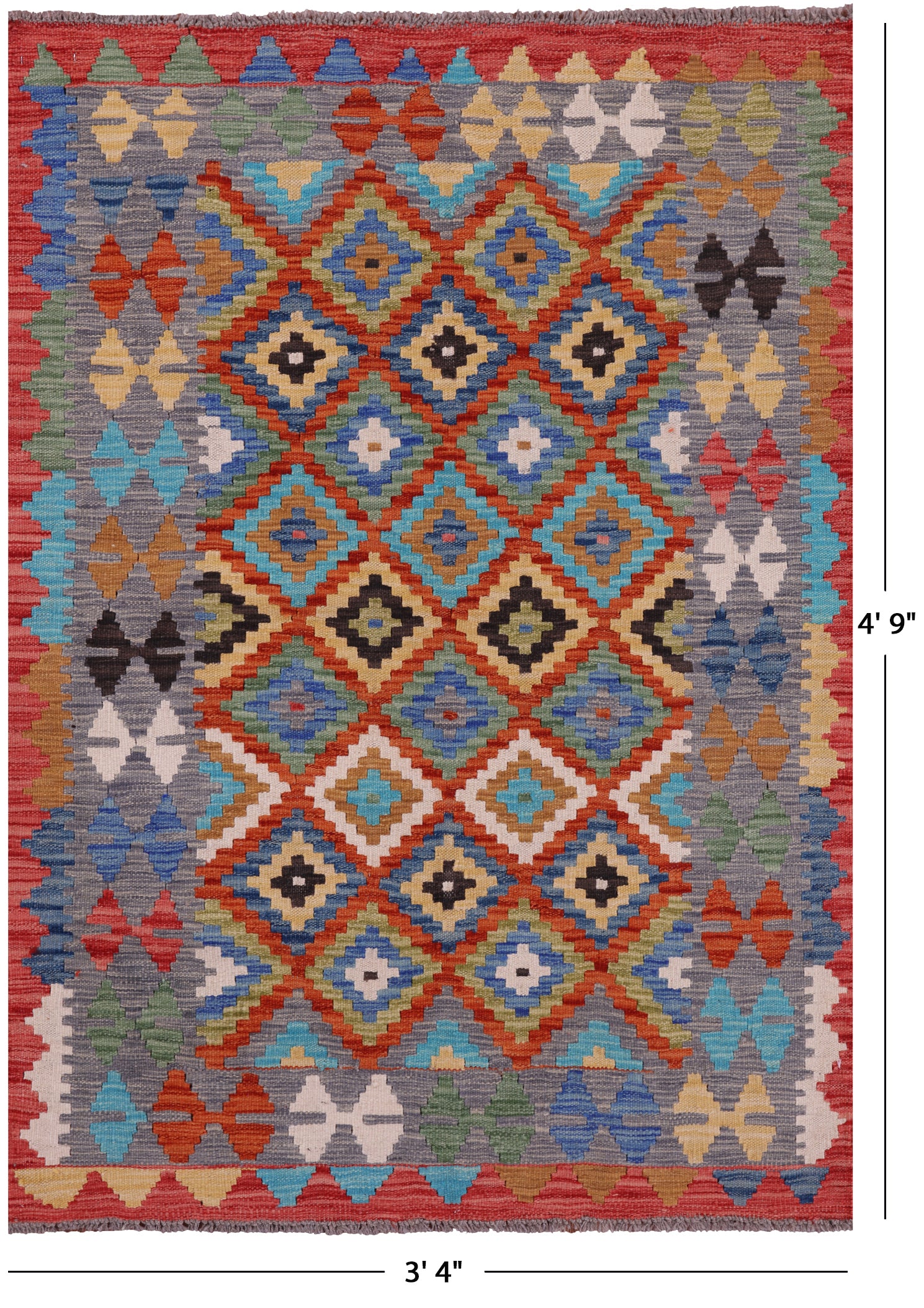 Reversible Kilim Flat Weave Wool On Wool Rug - 3' 4" X 4' 9" - Golden Nile