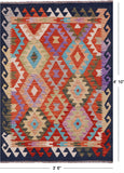 Reversible Kilim Flat Weave Wool On Wool Rug - 3' 6" X 4' 10" - Golden Nile