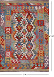 Reversible Kilim Flat Weave Wool On Wool Rug - 3' 4" X 4' 10" - Golden Nile