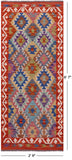 Reversible Kilim Flat Weave Wool On Wool Runner Rug - 2' 9" X 6' 7" - Golden Nile