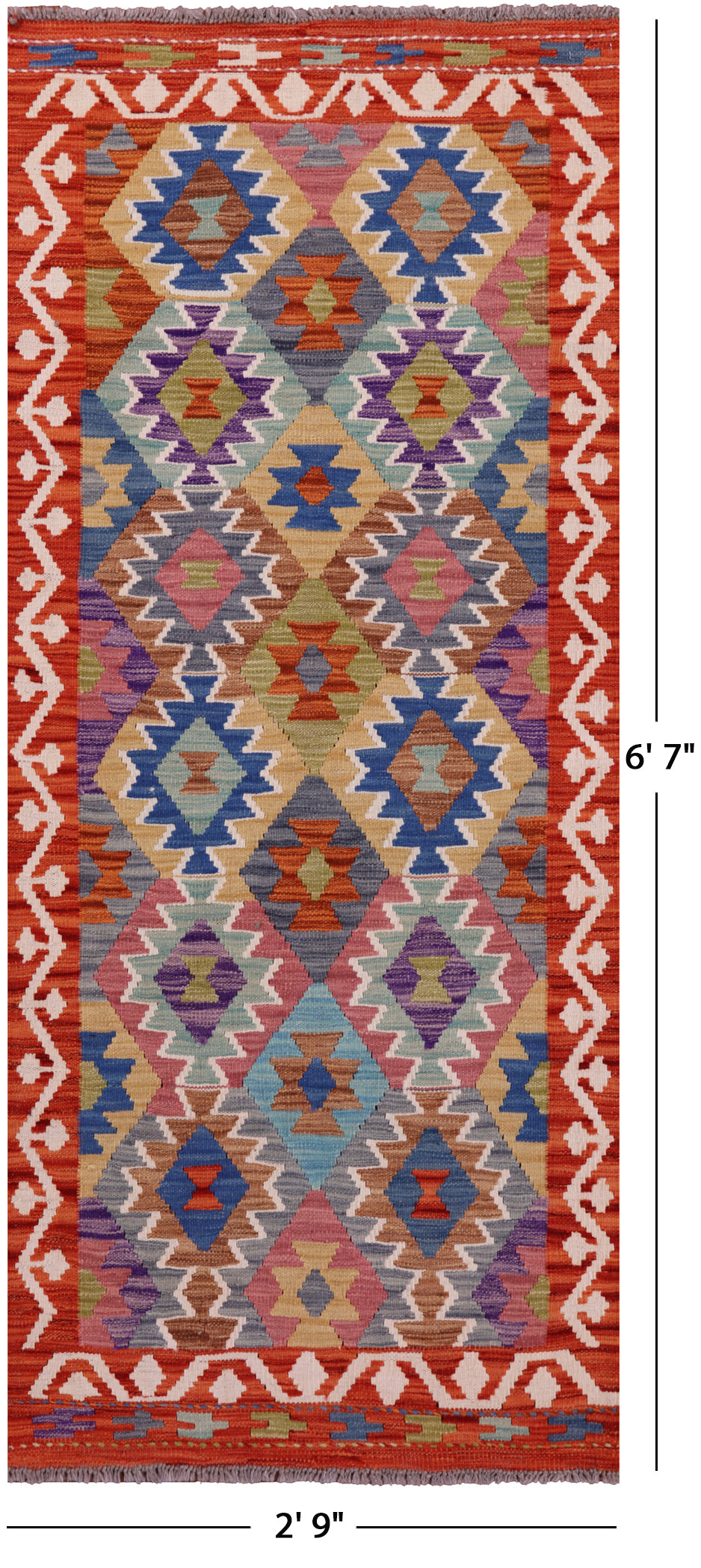 Reversible Kilim Flat Weave Wool On Wool Runner Rug - 2' 9" X 6' 7" - Golden Nile