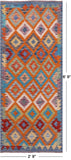 Reversible Kilim Flat Weave Wool On Wool Runner Rug - 2' 9" X 6' 9" - Golden Nile