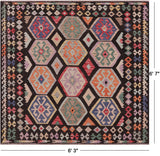 Reversible Kilim Flat Weave Wool On Wool Rug - 6' 3" X 6' 7" - Golden Nile