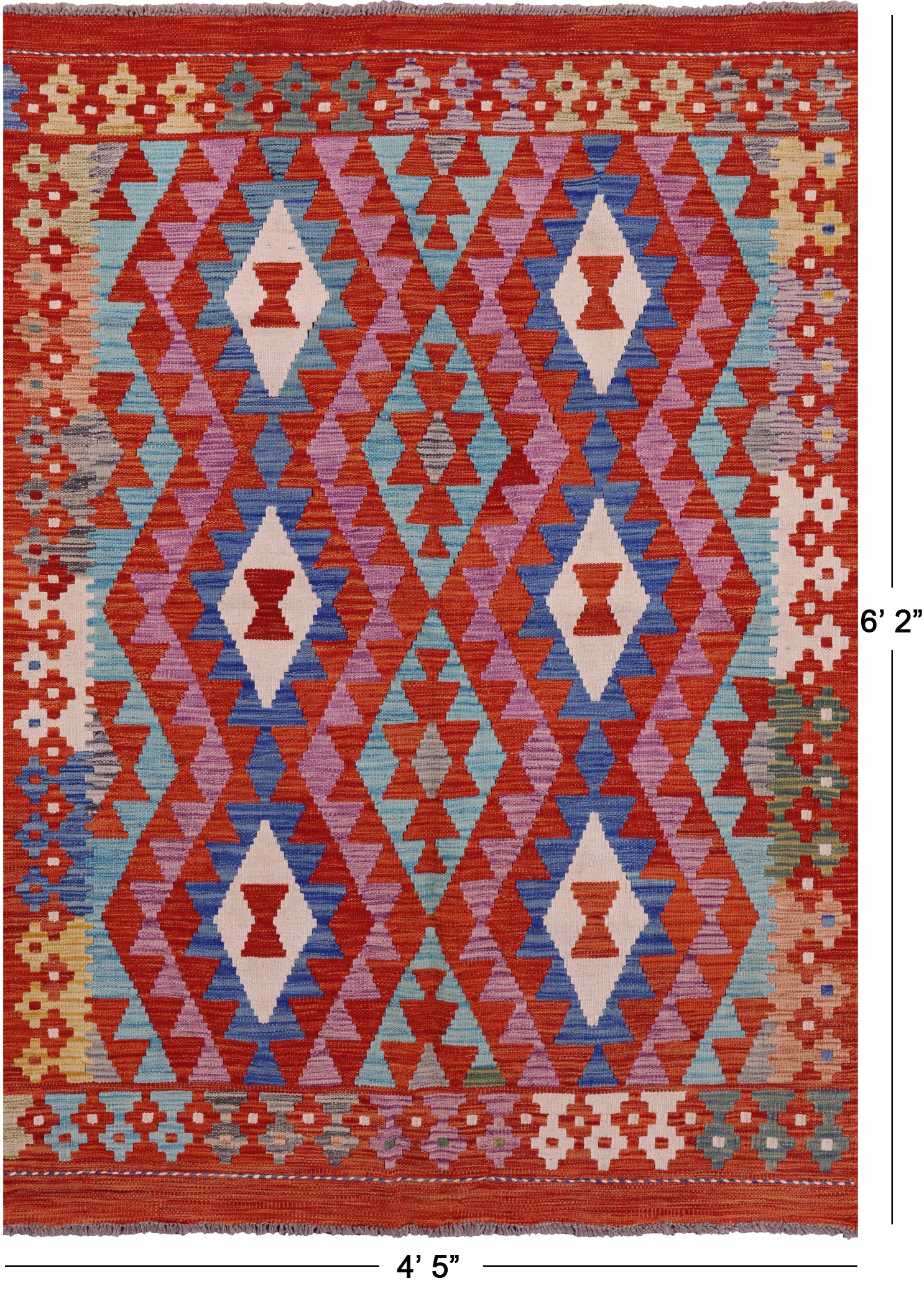 Reversible Kilim Flat Weave Wool On Wool Rug - 4' 5" X 6' 2" - Golden Nile