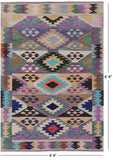 Reversible Kilim Flat Weave Wool On Wool Rug - 4' 9" X 6' 8" - Golden Nile