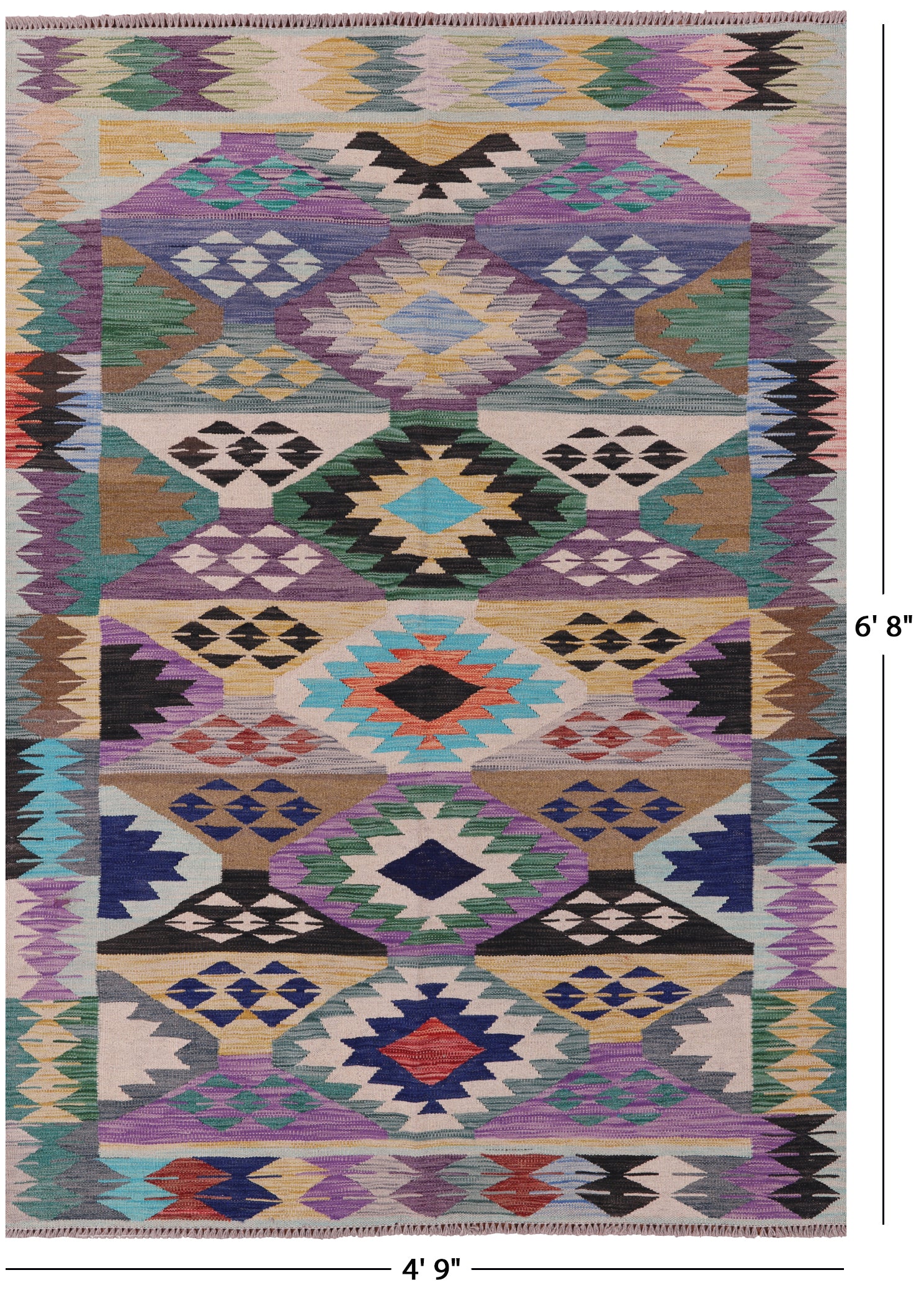 Reversible Kilim Flat Weave Wool On Wool Rug - 4' 9" X 6' 8" - Golden Nile