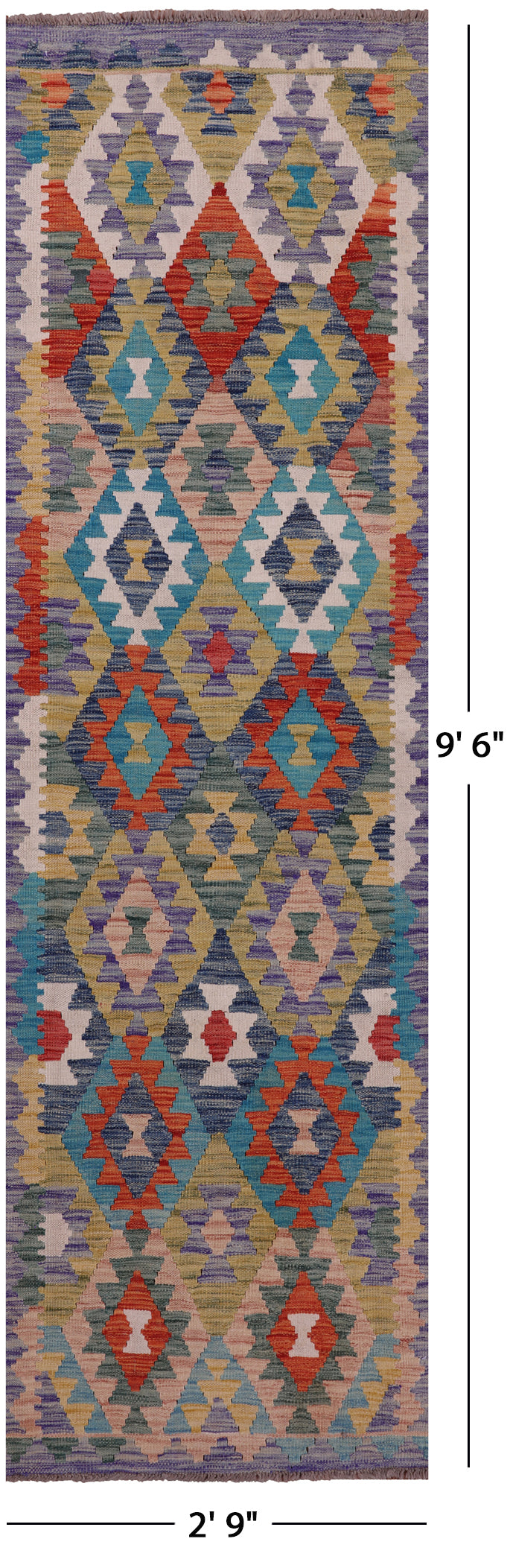 Reversible Kilim Flat Weave Wool On Wool Runner Rug - 2' 9" X 9' 6" - Golden Nile