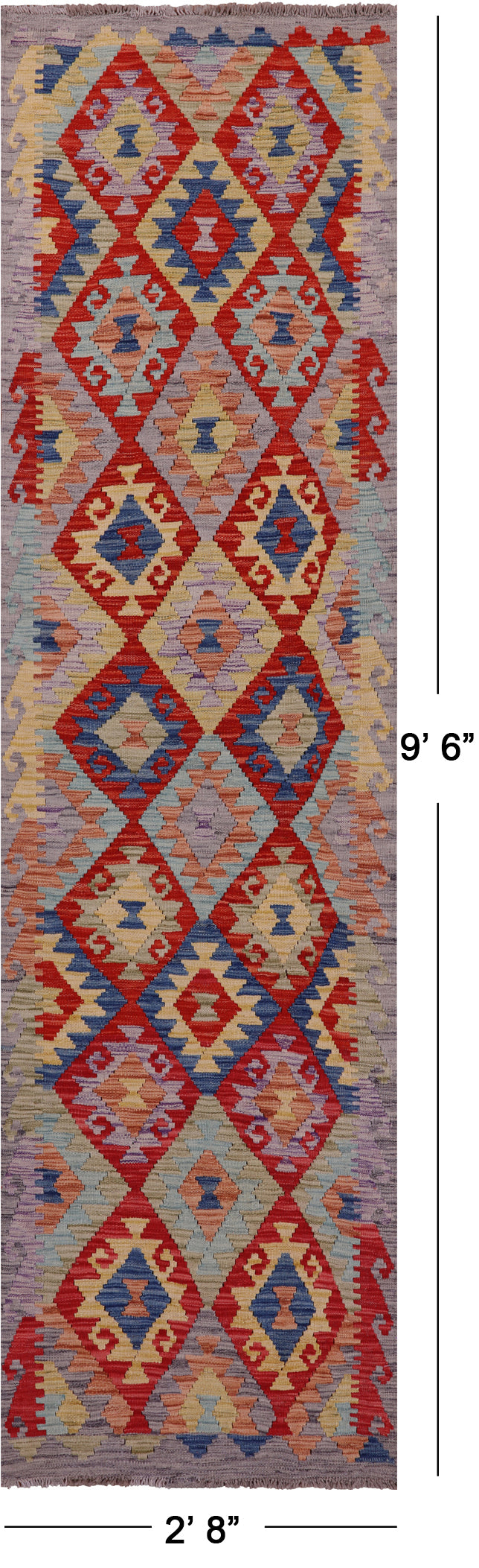 Reversible Kilim Flat Weave Wool On Wool Runner Rug - 2' 8" X 9' 6" - Golden Nile