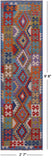 Reversible Kilim Flat Weave Wool On Wool Runner Rug - 2' 7" X 9' 8" - Golden Nile