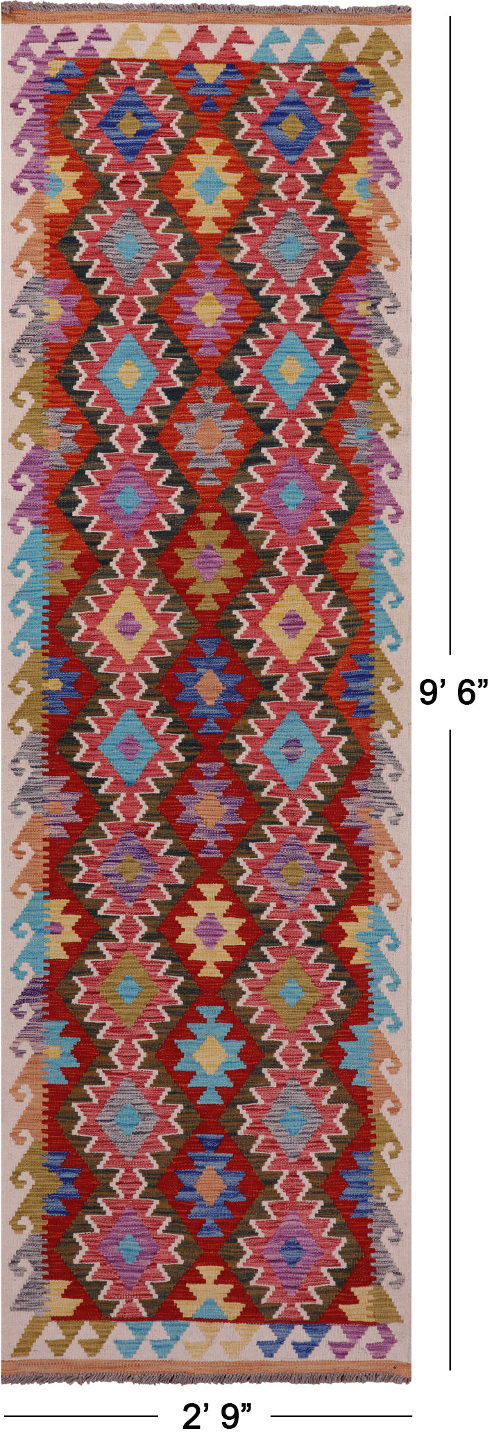 Reversible Kilim Flat Weave Wool On Wool Runner Rug - 2' 9" X 9' 6" - Golden Nile