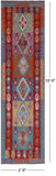 Reversible Kilim Flat Weave Wool On Wool Runner Rug - 2' 9" X 10' 0" - Golden Nile
