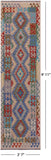 Reversible Kilim Flat Weave Wool On Wool Runner Rug - 2' 7" X 9' 11" - Golden Nile