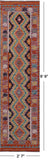 Reversible Kilim Flat Weave Wool On Wool Runner Rug - 2' 7" X 9' 9" - Golden Nile
