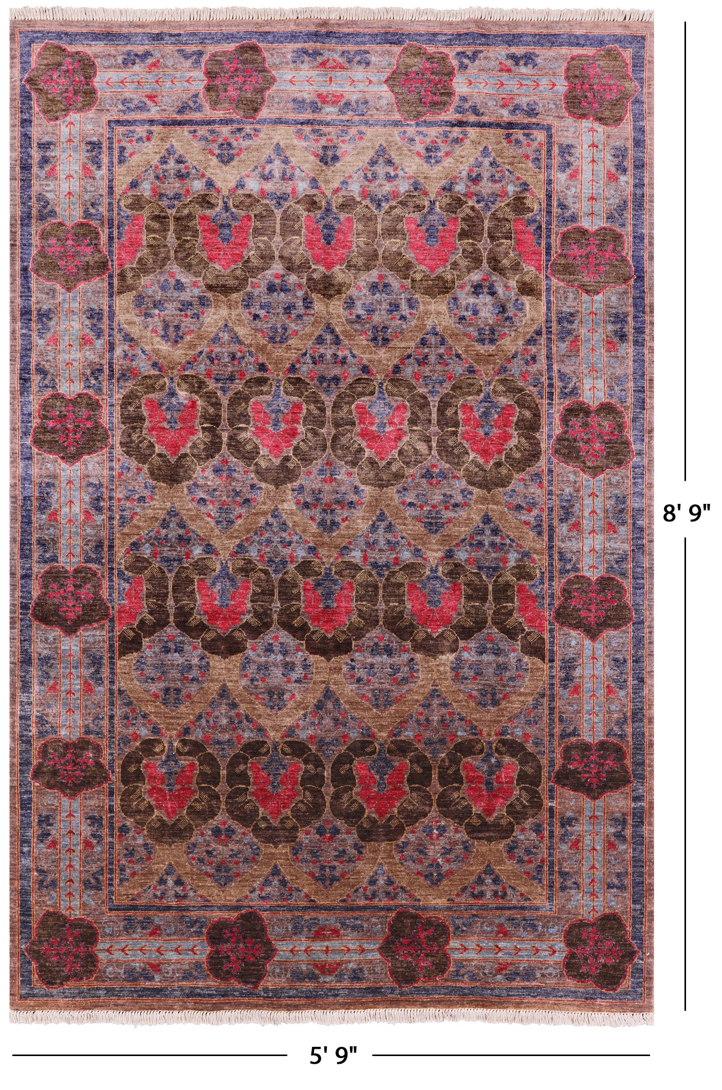 William Morris Handmade Wool Area Rug - 5' 9" X 8' 9" - Golden Nile