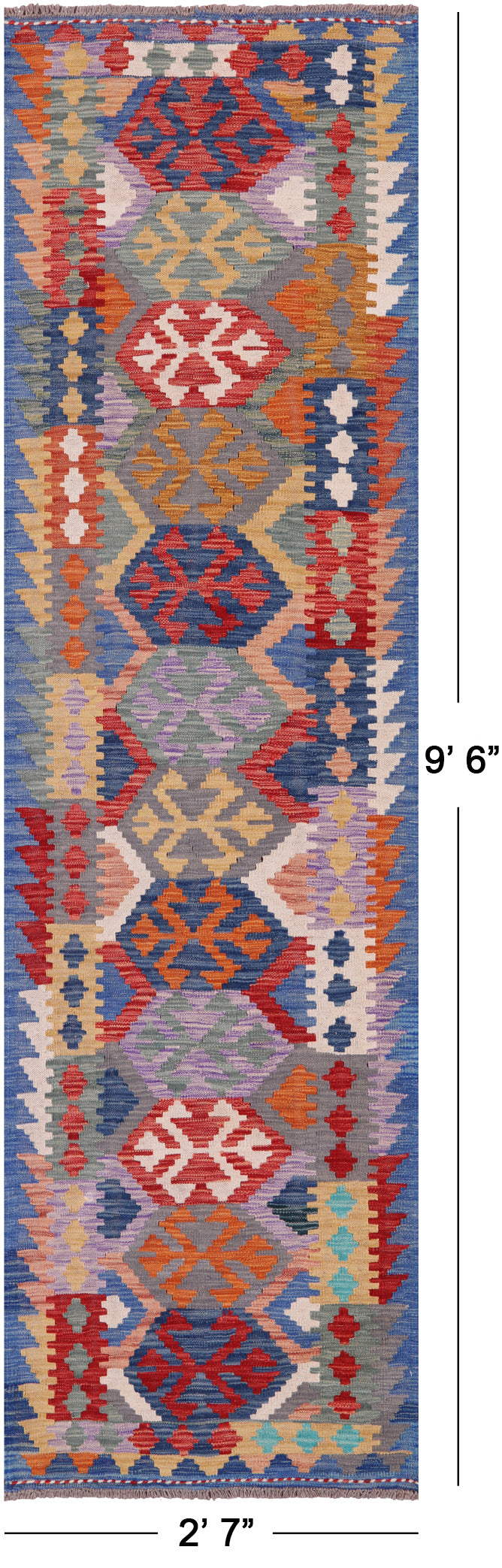 Reversible Kilim Flat Weave Wool On Wool Runner Rug - 2' 7" X 9' 6" - Golden Nile